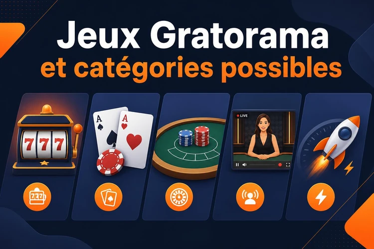 Jeux Gratorama et catégories possibles